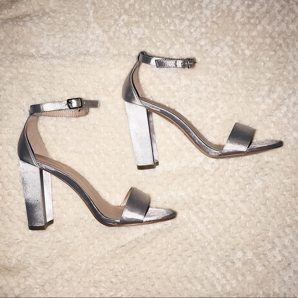 Silver Satin Heels